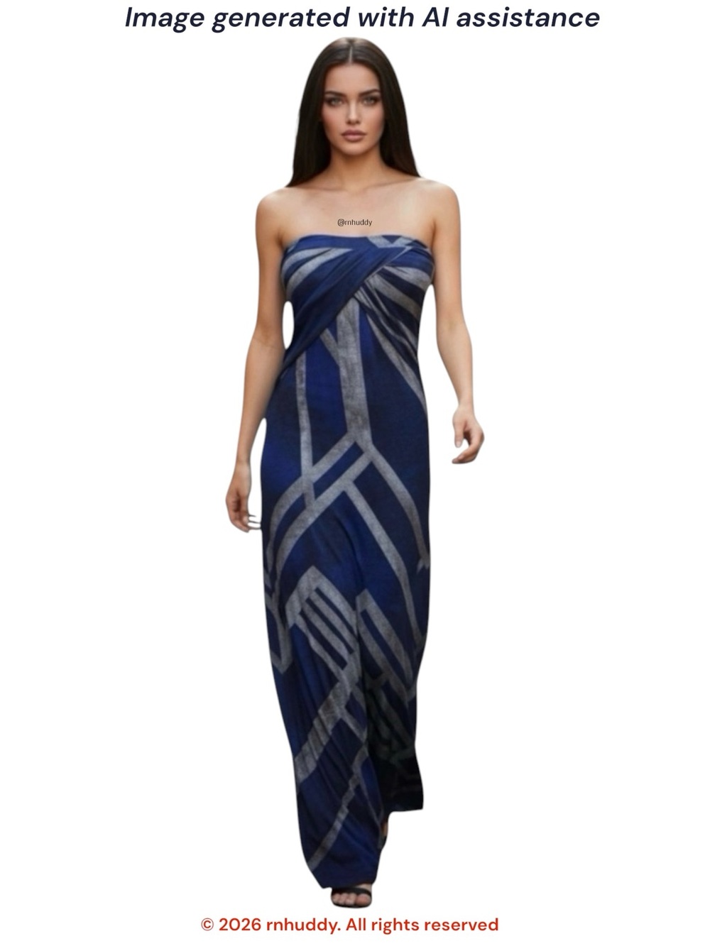 DKNY S blue strapless jersey knit maxi dress